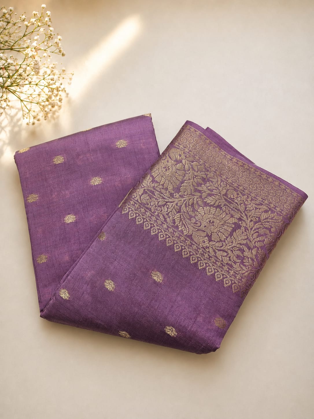 Tussar Zari Border Saree with Blouse