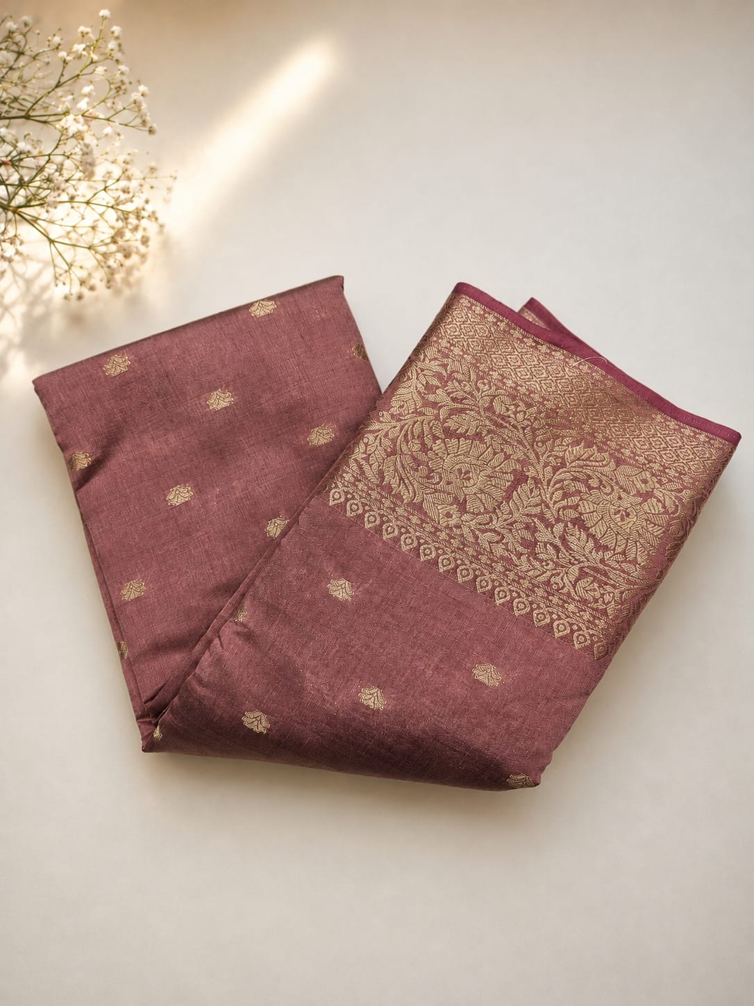 Tussar Zari Border Saree with Blouse