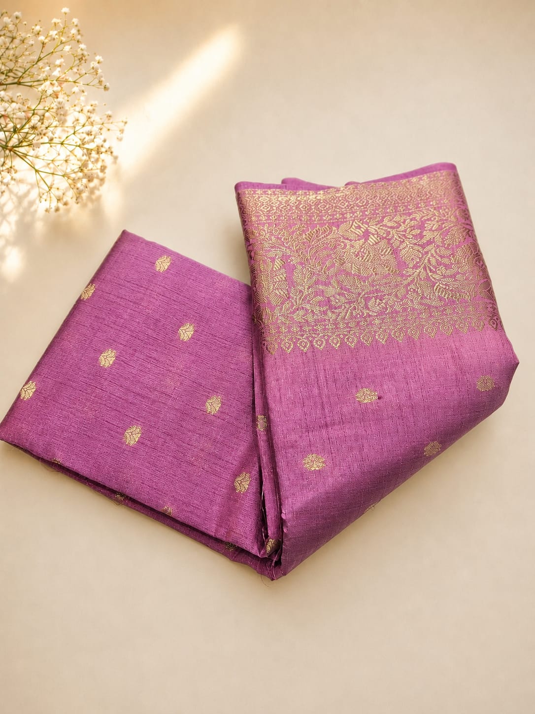 Tussar Zari Border Saree with Blouse