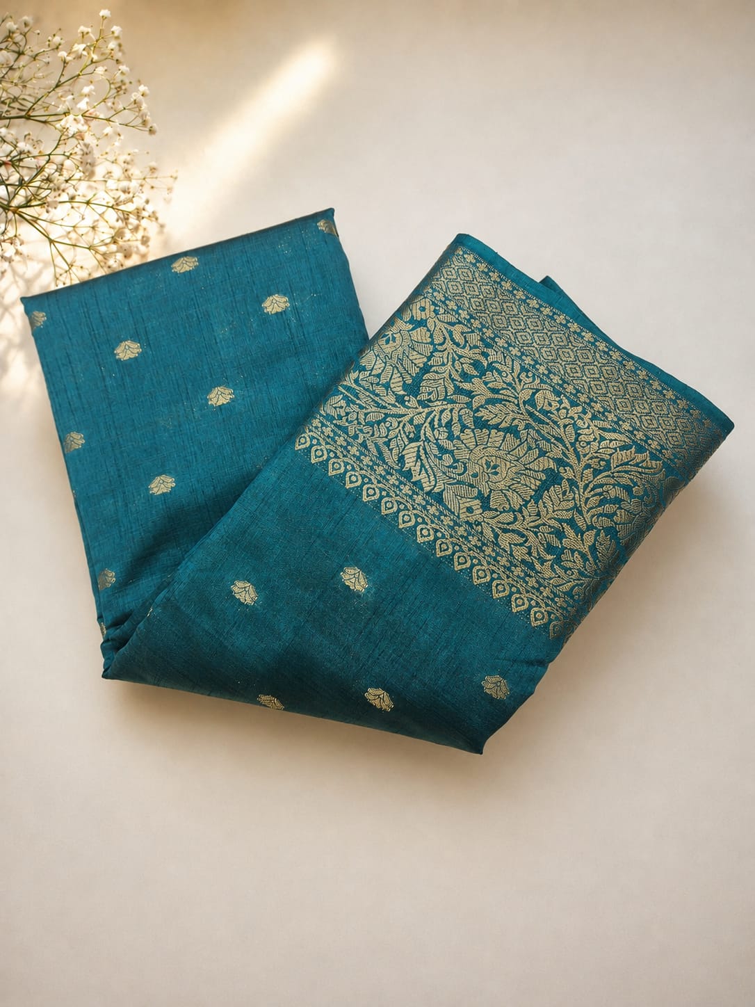 Tussar Zari Border Saree with Blouse